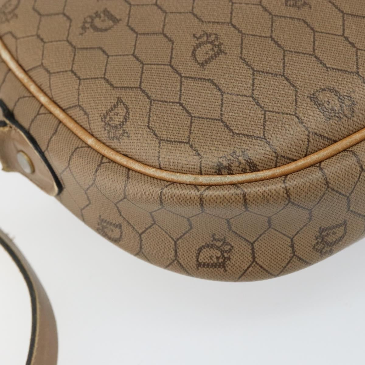 Christian Dior Vintage Honeycomb Canvas And Leather Beige Canvas Shoulder Bag Bag (Pre-Owned)