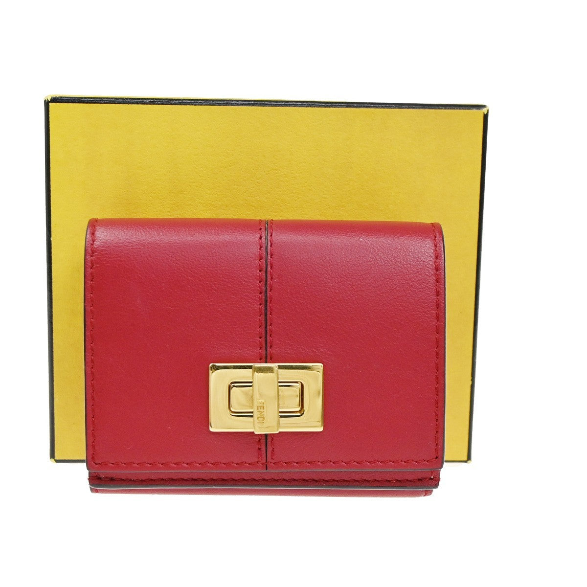 Fendi Peekaboo Leather Red Leather Wallets Accessory (Pre-Owned)