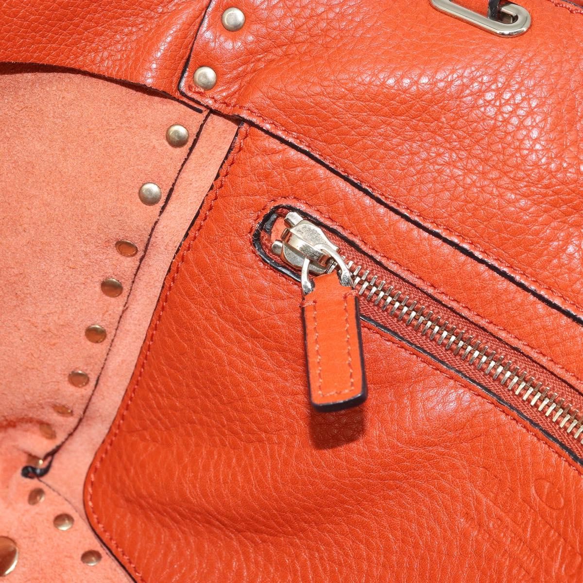 Valentino Garavani 1975 Rockstud Striped Leather Orange Leather Tote Bag Bag (Pre-Owned)