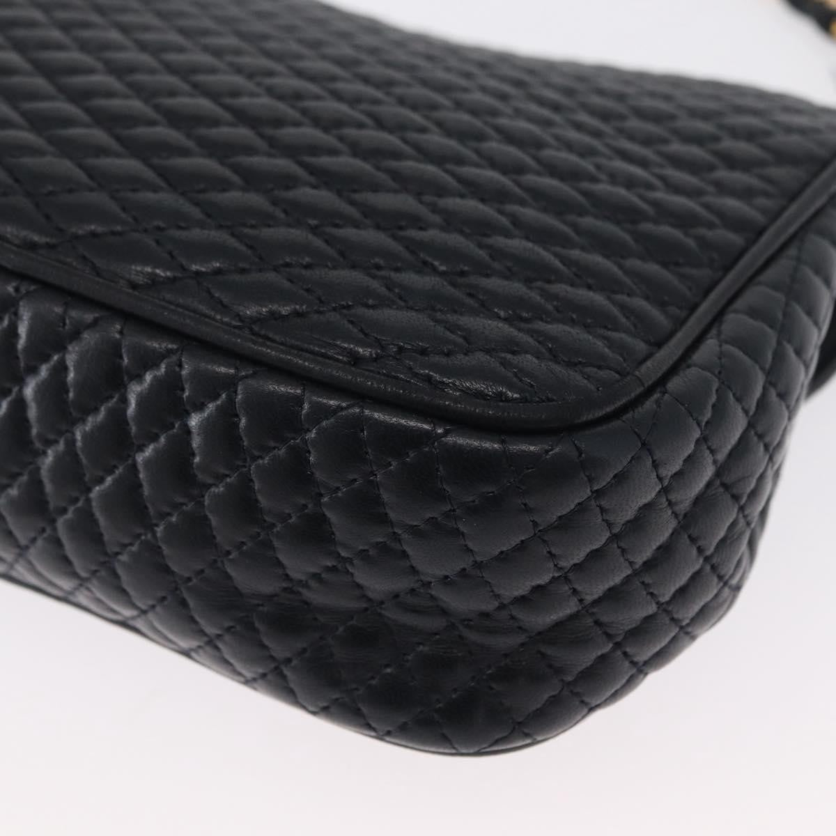 Bally Vintage Chain Quilted Leather Navy Leather Shoulder Bag Bag (Pre-Owned)