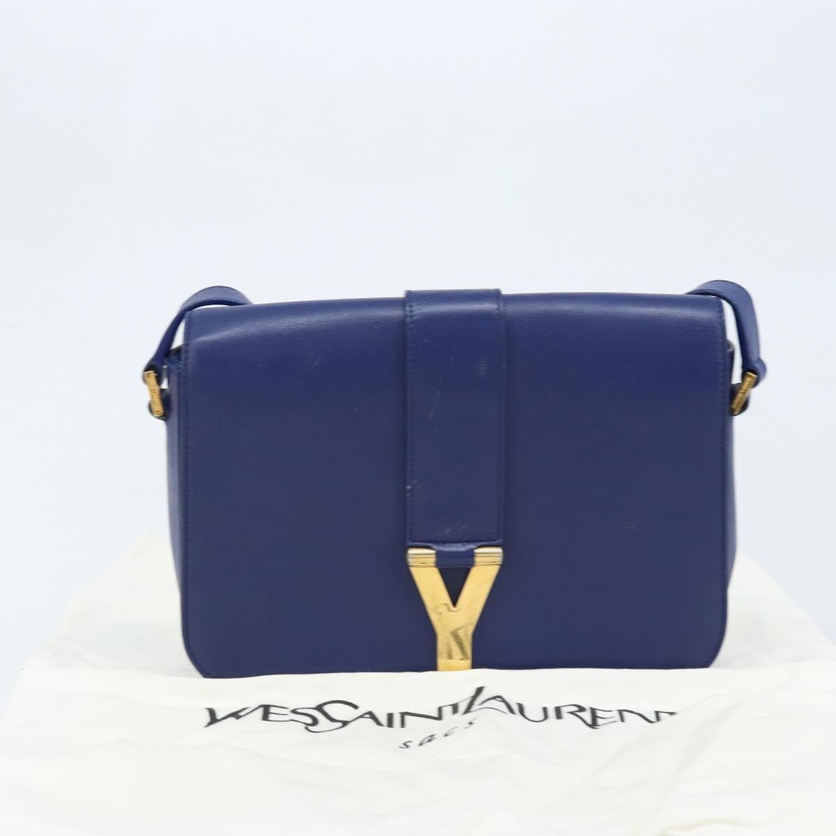 Saint Laurent Chyc Flap Leather Blue Leather Shoulder Bag Bag (Pre-Owned)