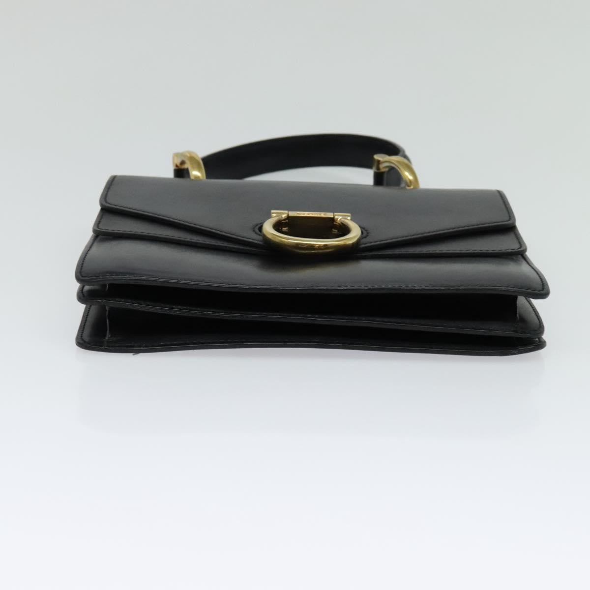 Celine Gancini Leather Black Leather Handbag (Pre-Owned)
