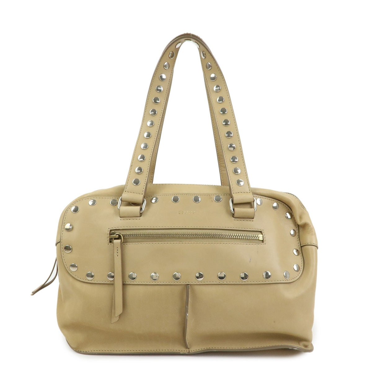 Celine Bowling Leather Beige Leather Handbag (Pre-Owned)