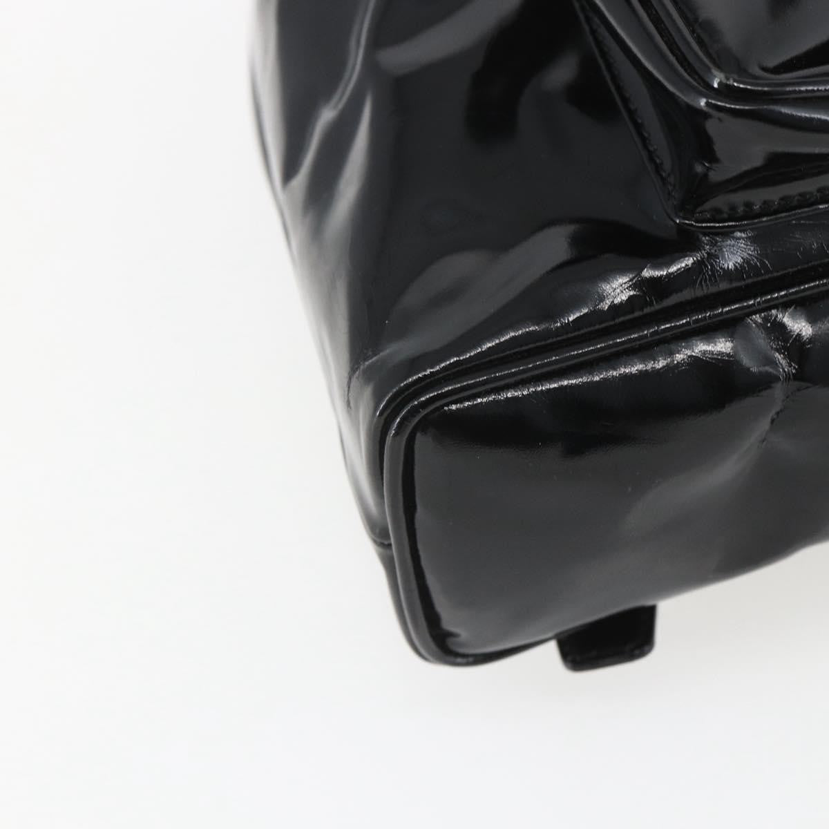 Gucci Vintage Bamboo Patent Black Patent_Leather Backpack Bag (Pre-Owned)