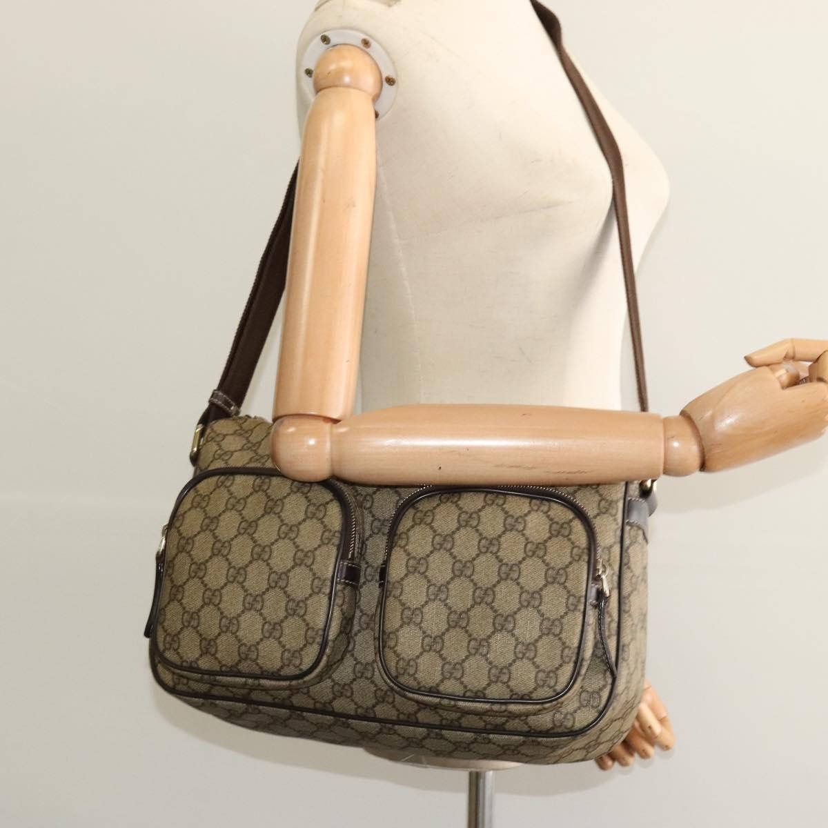 Gucci Double Pocket Messenger Gg Coated Canvas Beige Canvas Handbag (Pre-Owned)