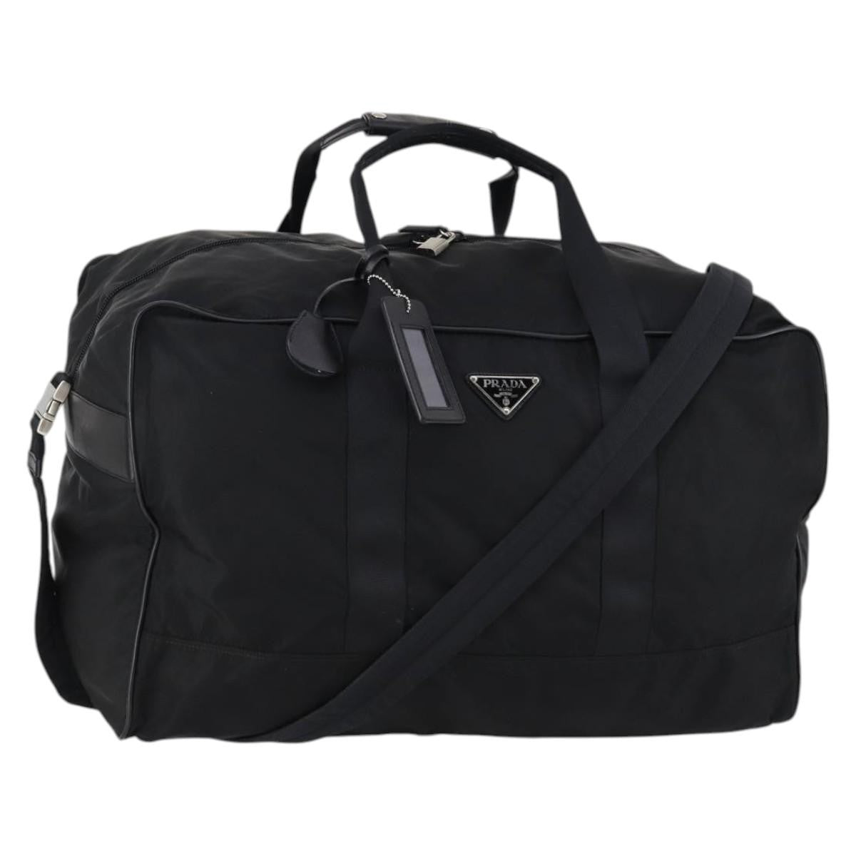Prada Boston Tessuto Black Nylon Handbag (Pre-Owned)