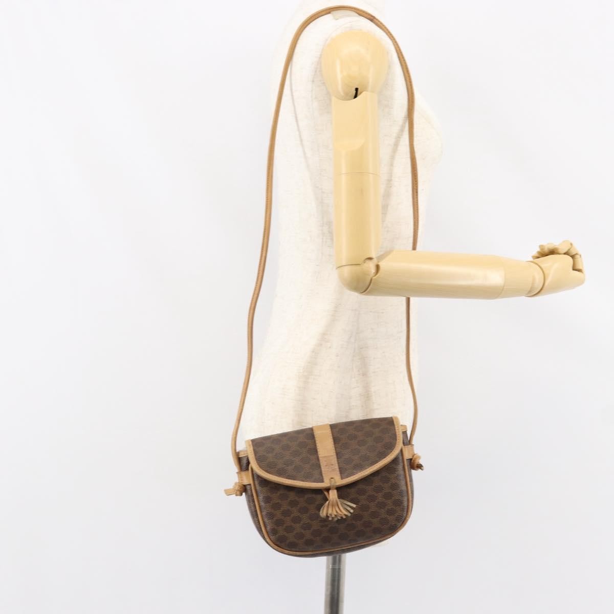 Celine Vintage Macadam Canvas And Leather Brown Canvas Shoulder Bag Bag (Pre-Owned)