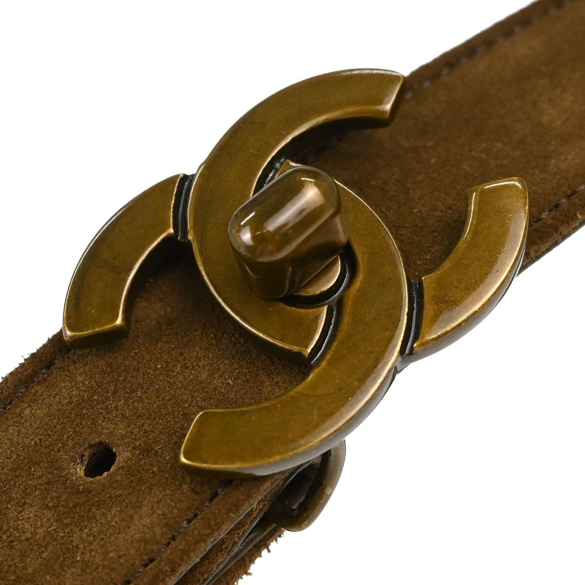 Chanel Cc Turnlock Belt Suede Brown Suede Belts Accessory (Pre-Owned)