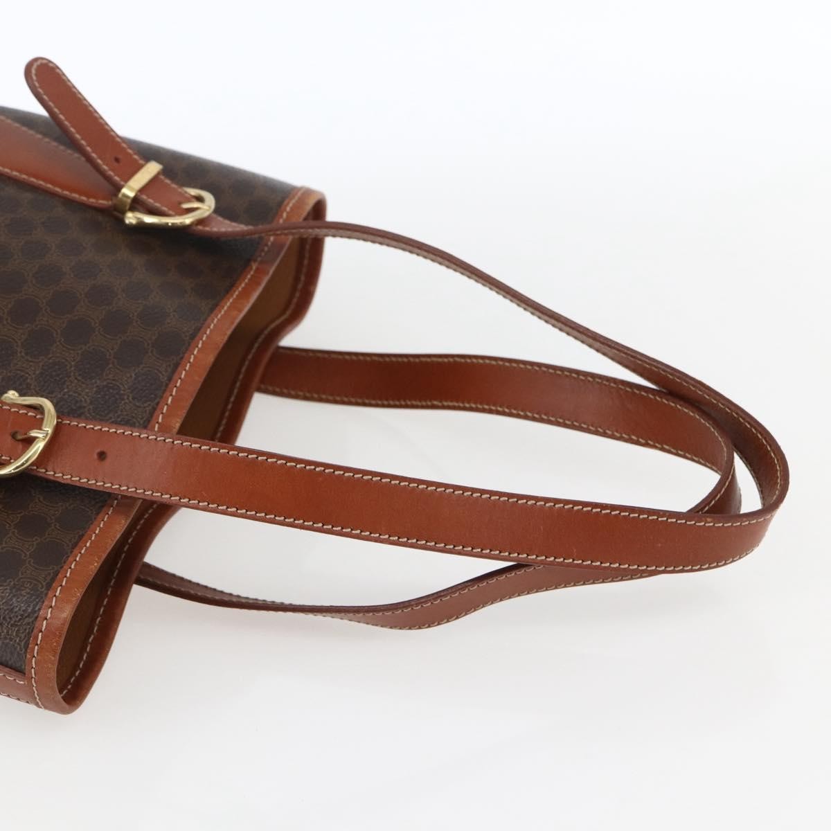 Celine Vintage Macadam Canvas And Leather Brown Canvas Handbag (Pre-Owned)