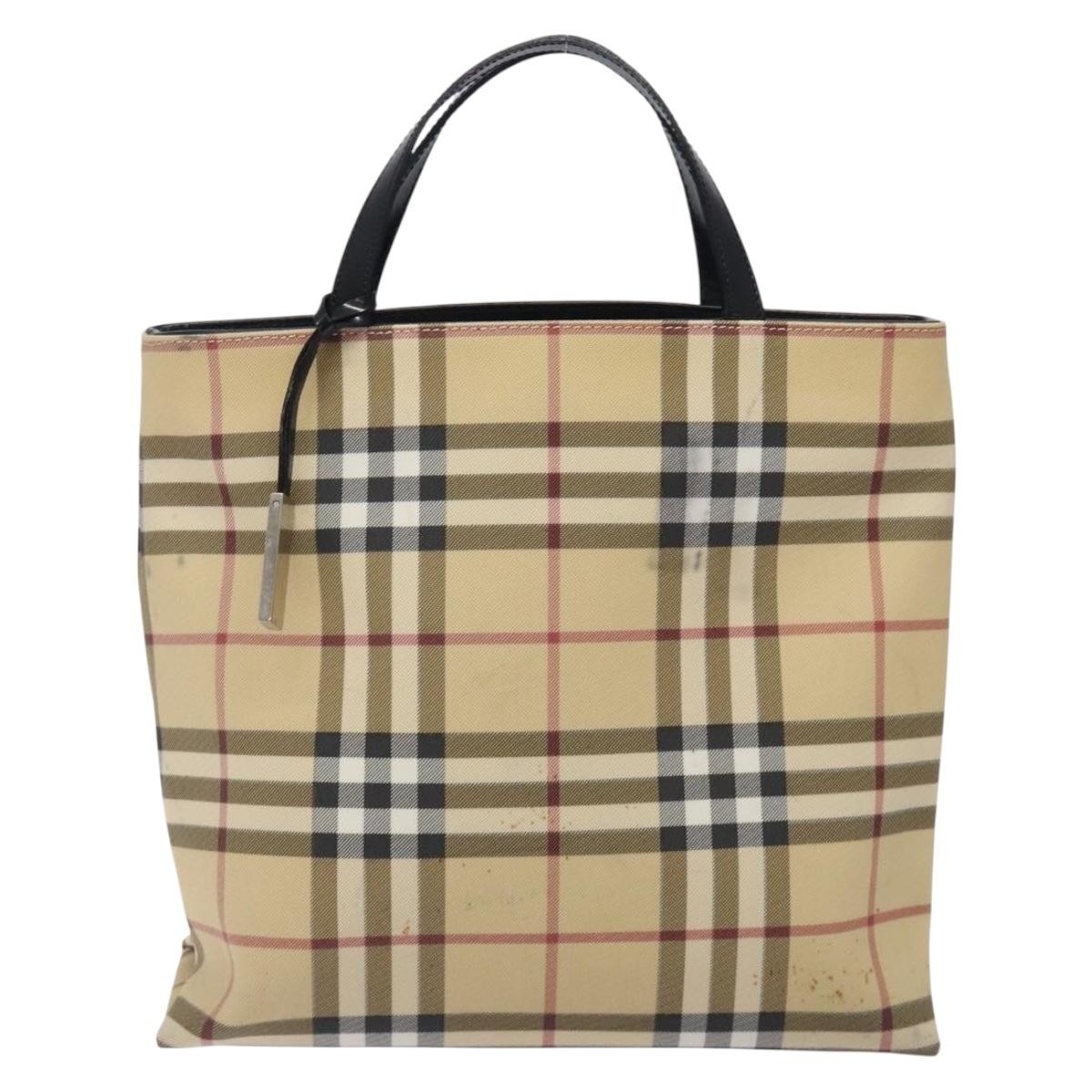 Burberry Nova Check Tote Canvas Check Pattern Beige Canvas Tote Bag Bag (Pre-Owned)