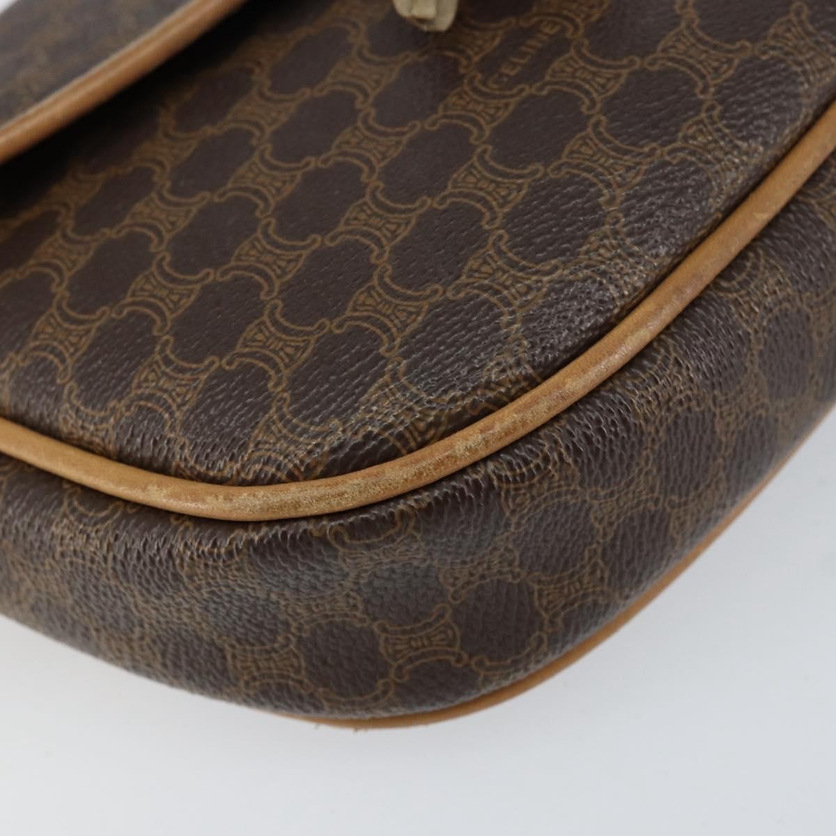 Celine Vintage Macadam Canvas And Leather Brown Canvas Shoulder Bag Bag (Pre-Owned)