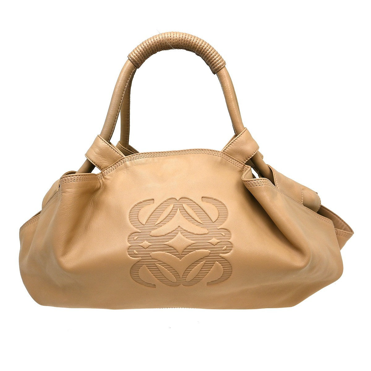 Loewe Anagram Logo Nappa Aire Hand Leather Beige Leather Handbag (Pre-Owned)