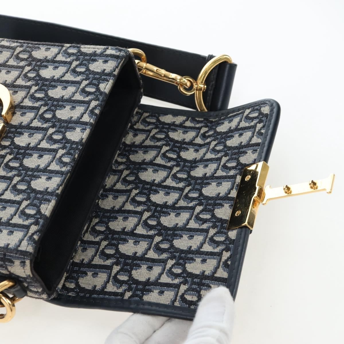 Christian Dior 30 Montaigne Box Oblique Canvas Navy Canvas Handbag (Pre-Owned)