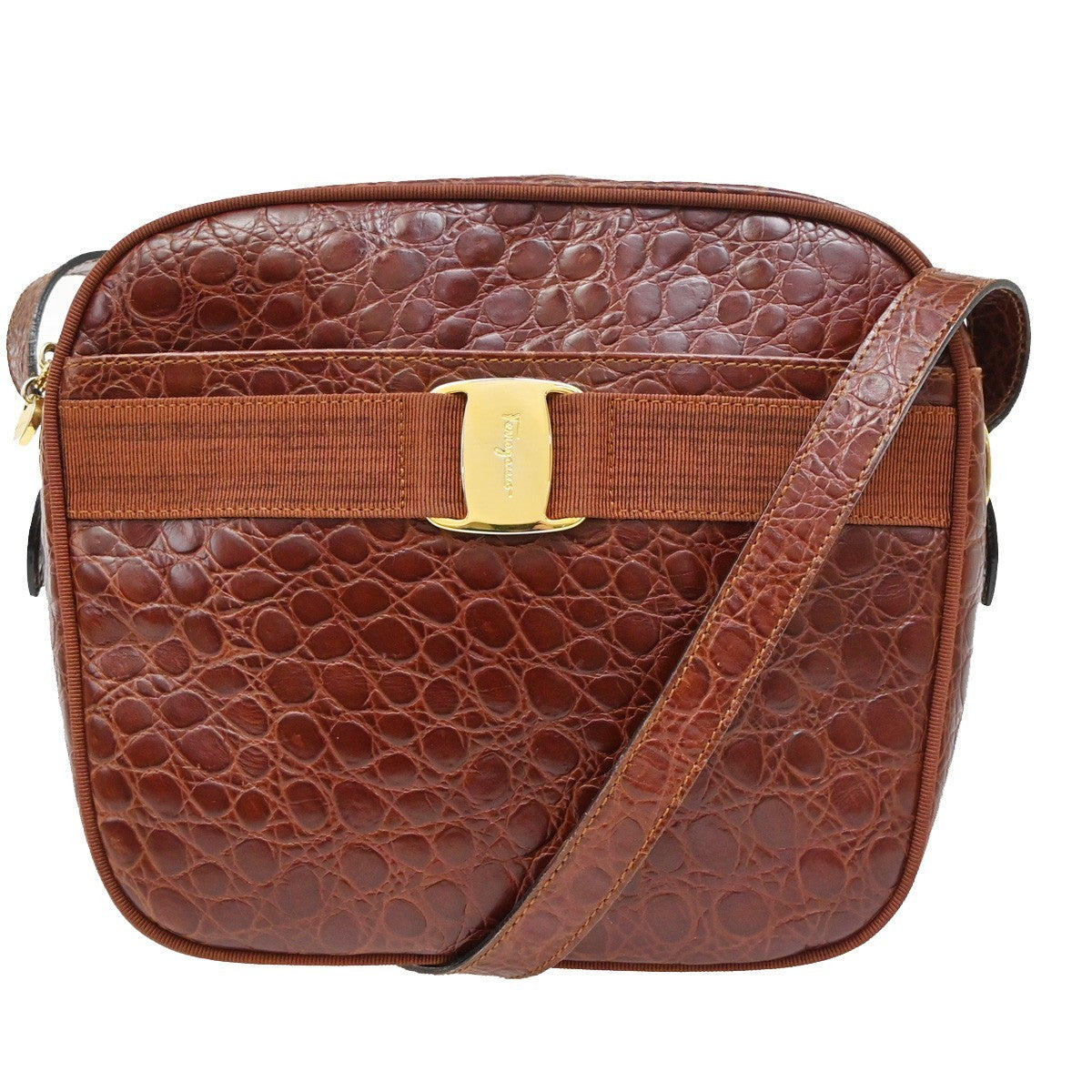 Salvatore Ferragamo Vala Leather Brown Leather Shoulder Bag Bag (Pre-Owned)