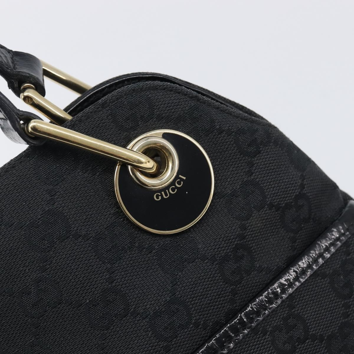 Gucci Twins Tote Gg Canvas With Leather Black Canvas Tote Bag Bag (Pre-Owned)