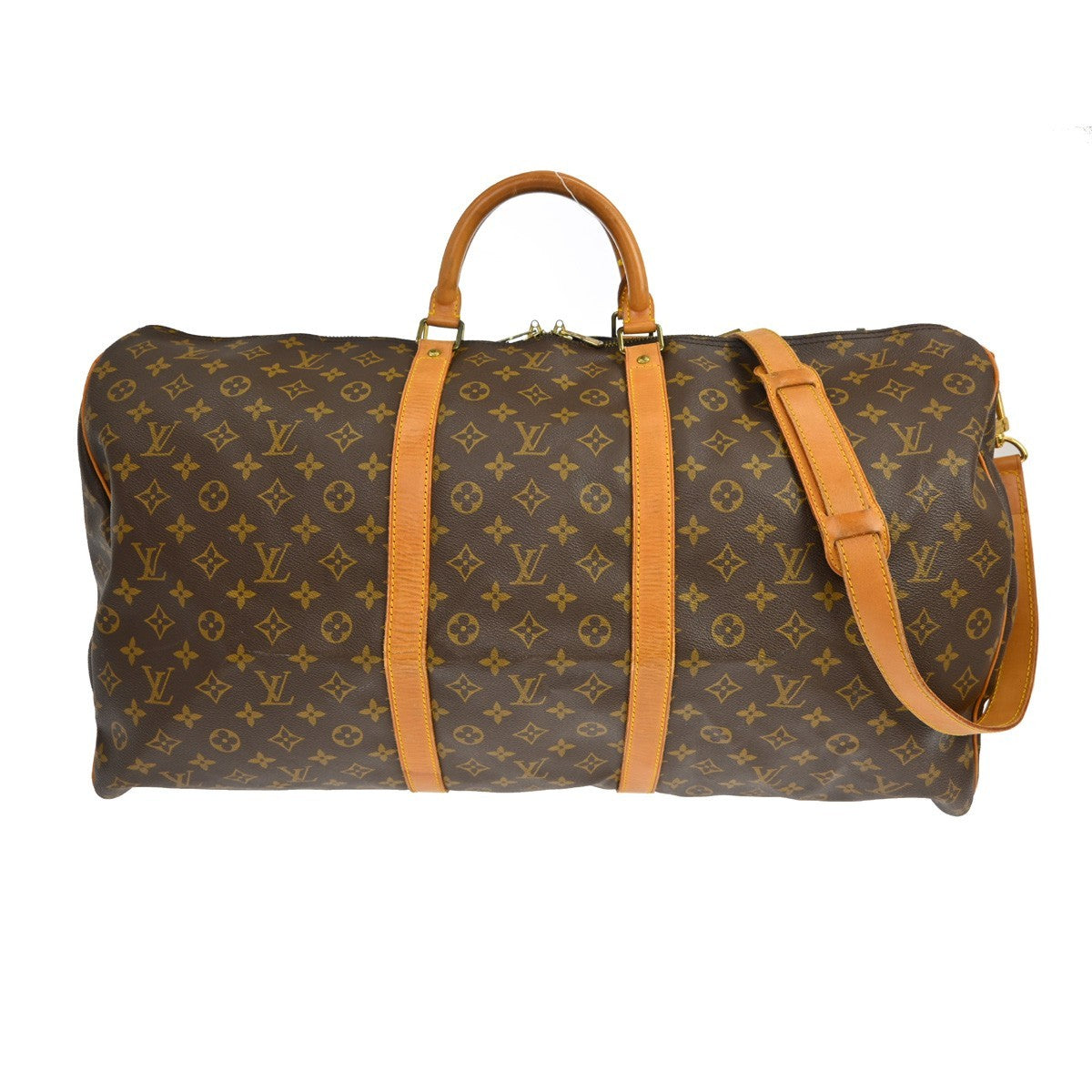 Louis Vuitton Keepall Bandoulière Monogram Brown Canvas Travel Bag Bag (Pre-Owned)