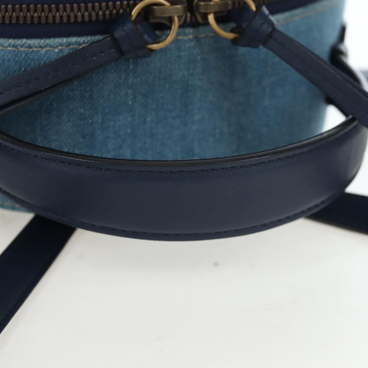 Gucci Pearly Gg Marmont Embellished Matelasse Denim Blue Denim_Jeans Backpack Bag (Pre-Owned)