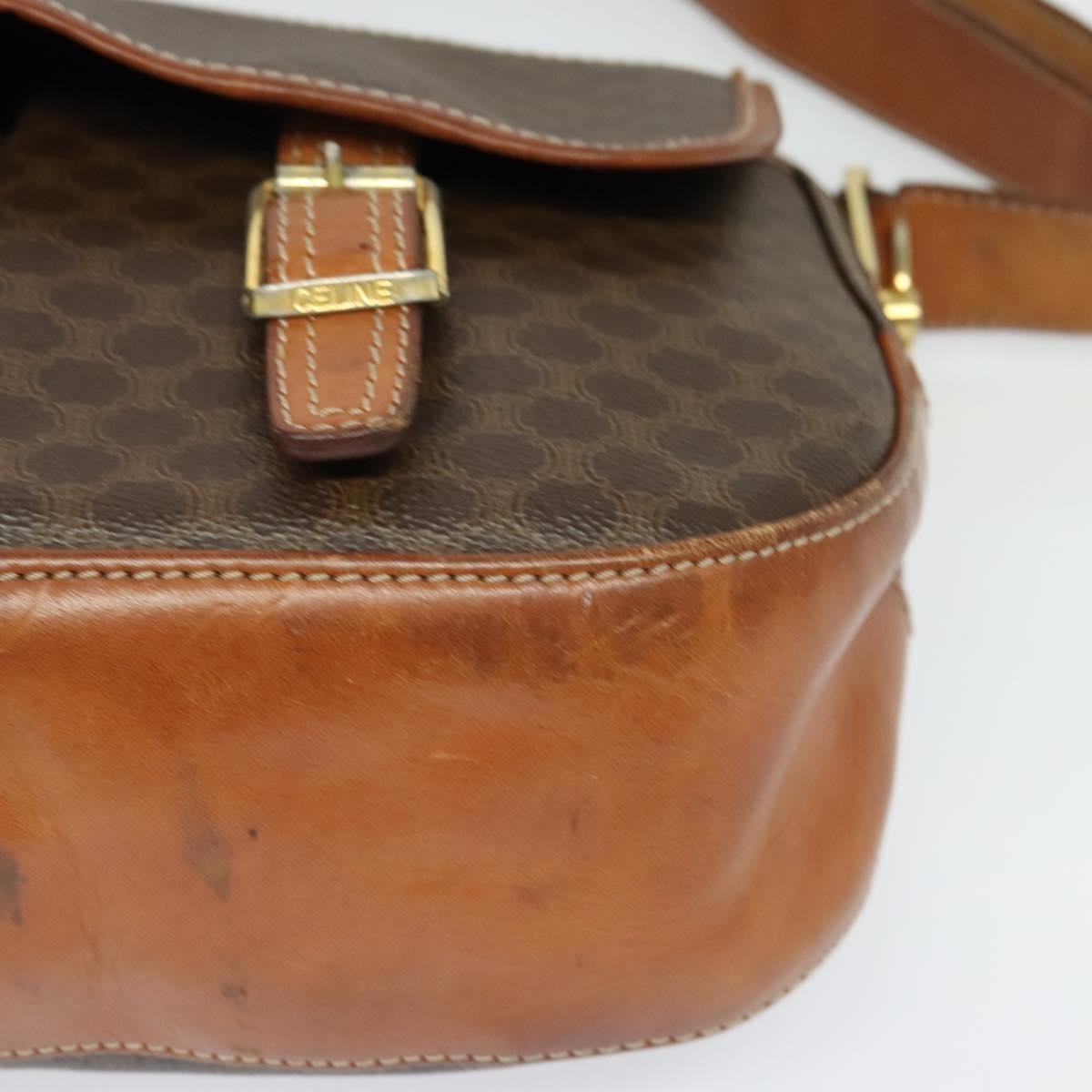 Celine Vintage Macadam Canvas And Leather Brown Canvas Shoulder Bag Bag (Pre-Owned)