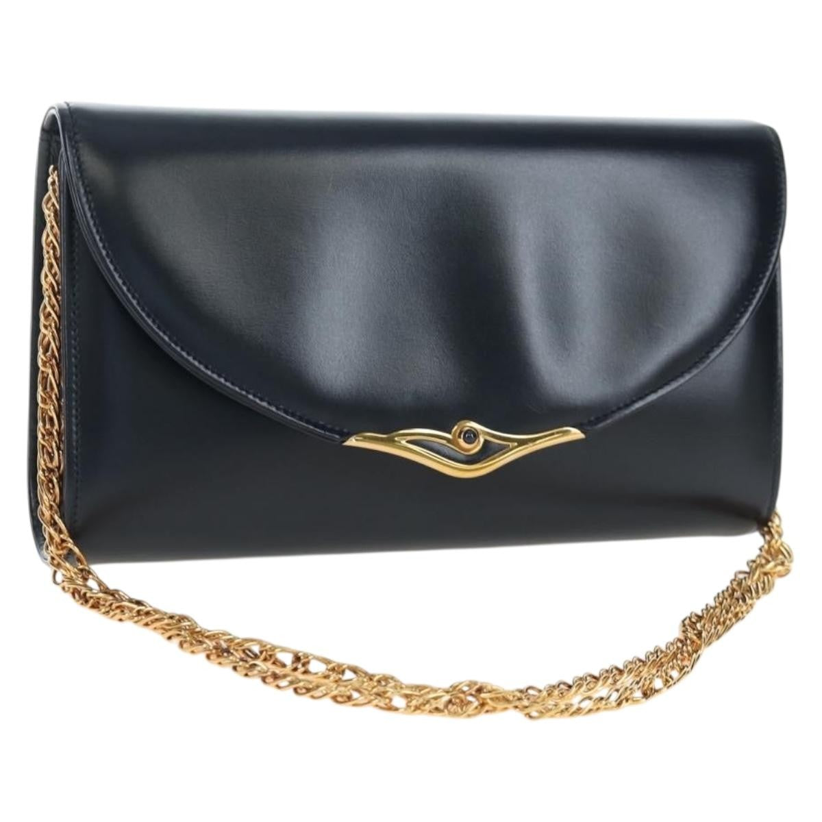 Cartier Sapphire Line Leather Navy Leather Shoulder Bag Bag (Pre-Owned)