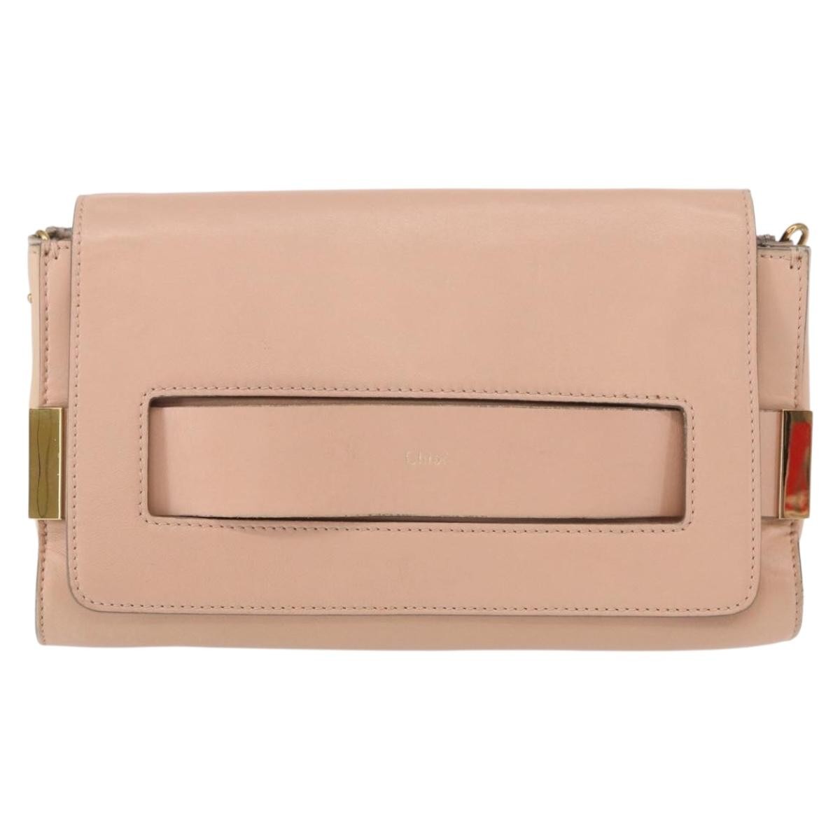 Chloe Elle Chain Clutch Leather Pink Leather Shoulder Bag Bag (Pre-Owned)