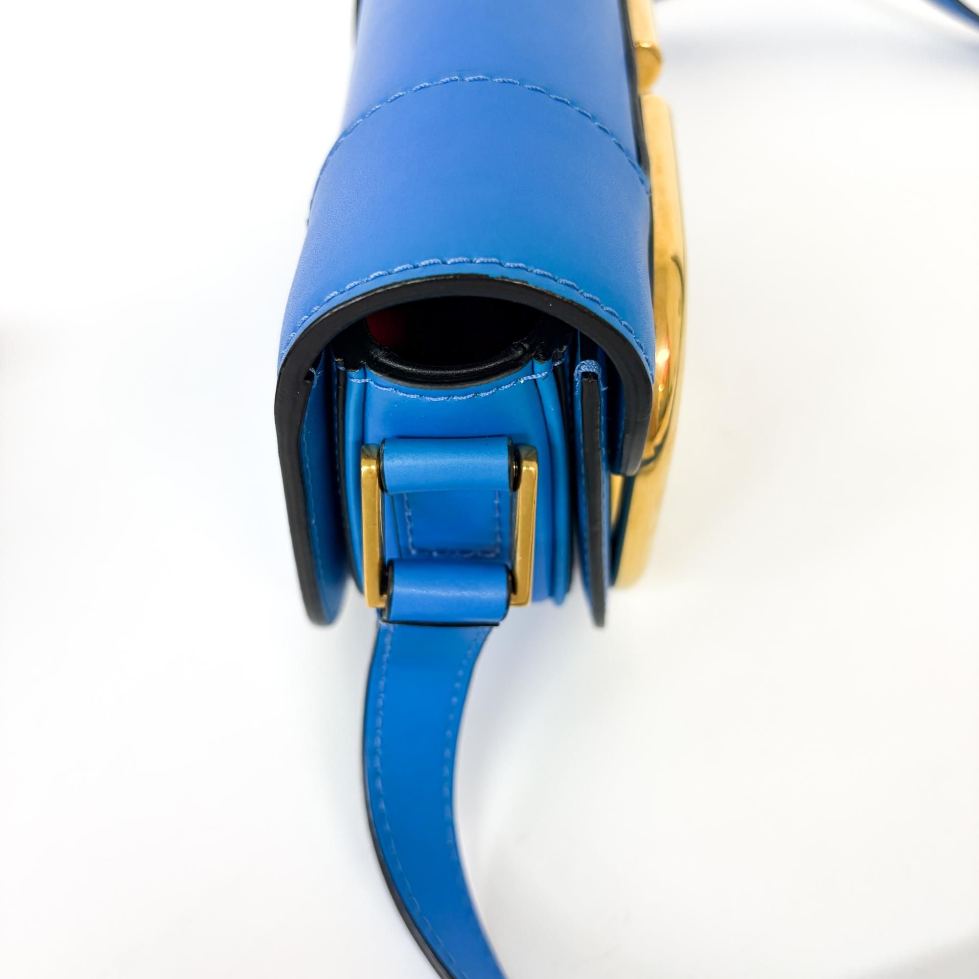 Valentino Garavani Supervee Leather Blue Leather Crossbody Bag Bag (Pre-Owned)