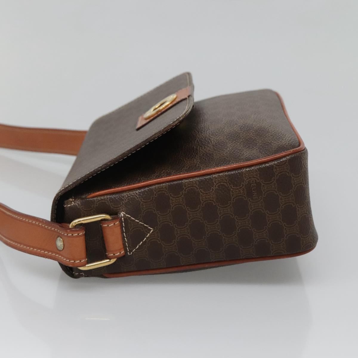Celine Vintage Macadam Canvas And Leather Brown Canvas Shoulder Bag Bag (Pre-Owned)
