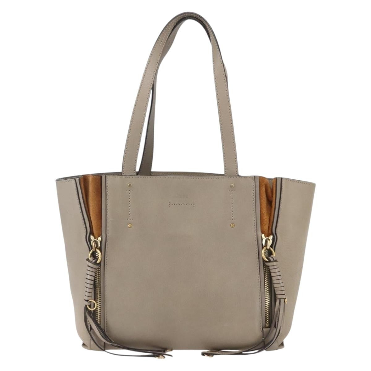 Chloe Milo Shopping Leather Beige Leather Tote Bag Bag (Pre-Owned)
