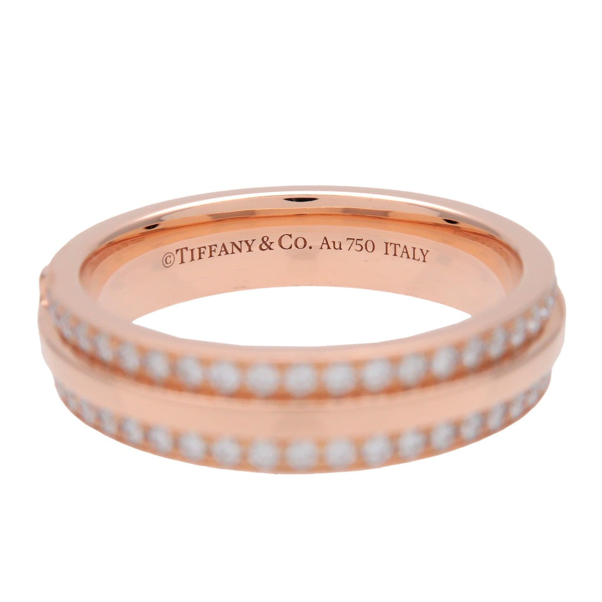 Tiffany & Co. T Two 18K Rose Gold And Diamonds Gold Rose_Gold Ring Jewelry (Pre-Owned)