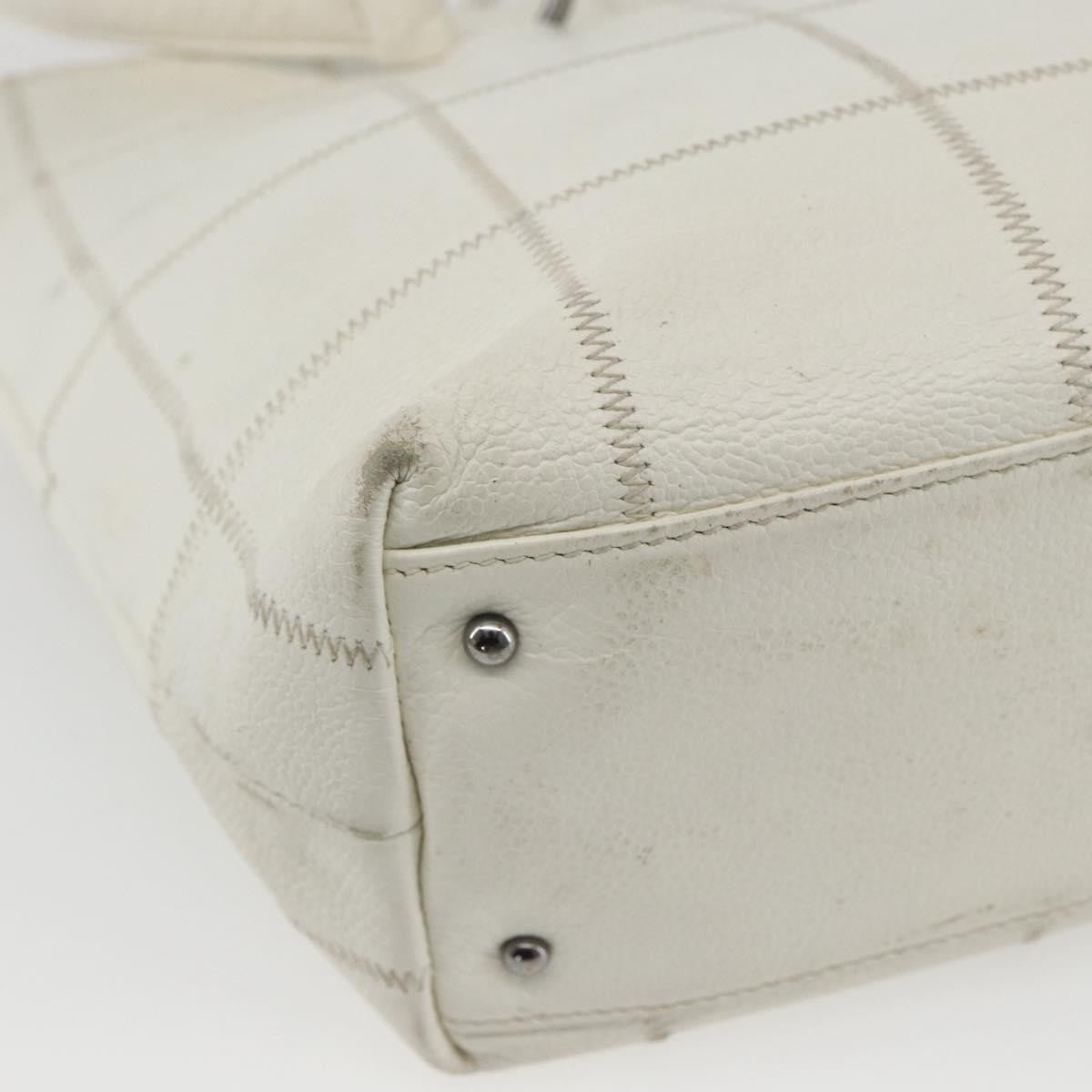Chanel Square Stitch Quilted Leather White Leather Tote Bag Bag (Pre-Owned)