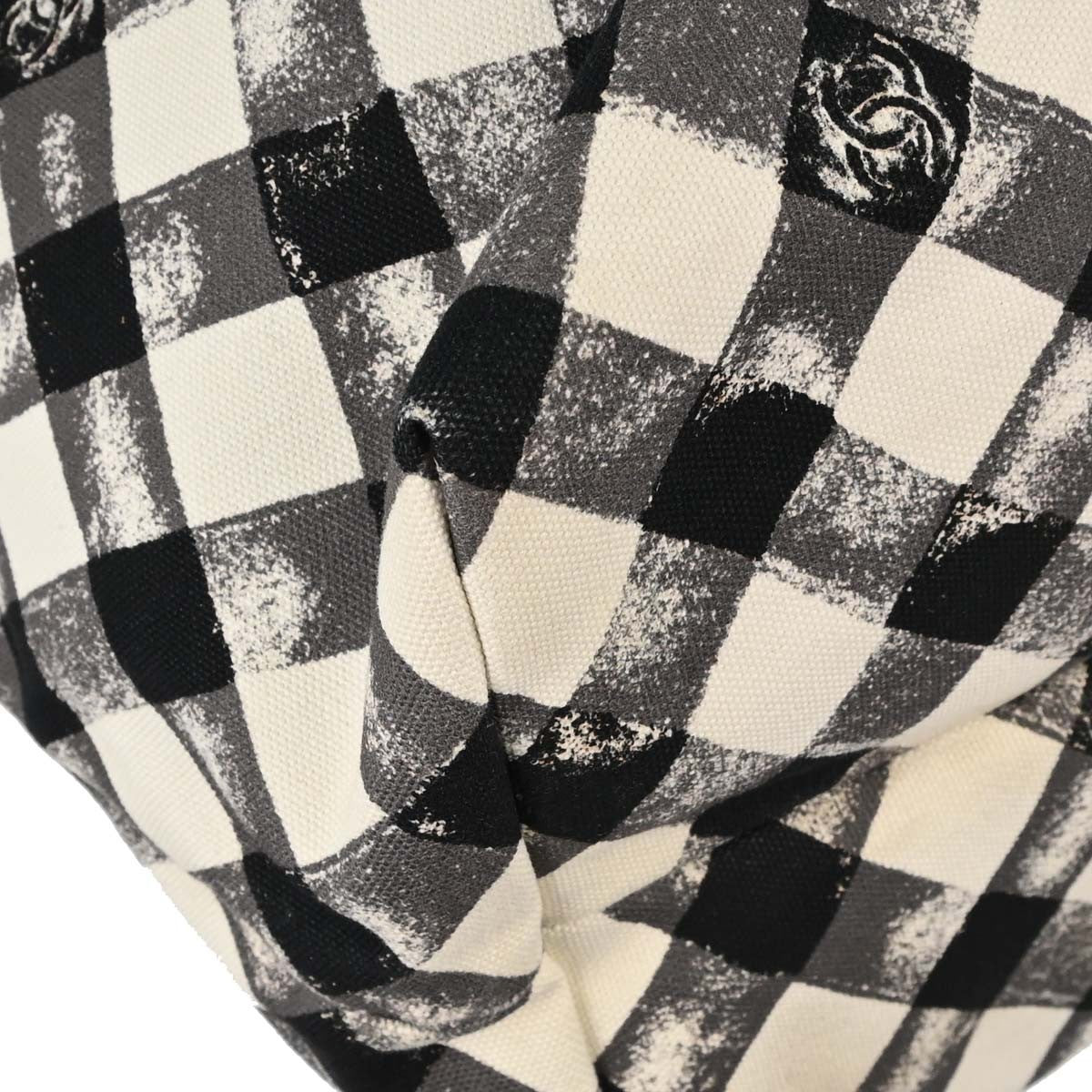 Chanel Weekender Gingham Print Canvas Black Canvas Tote Bag Bag (Pre-Owned)