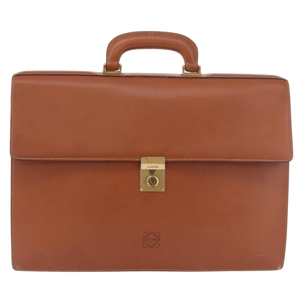 Loewe Anagram Business Leather Brown Leather Briefcase Bag (Pre-Owned)