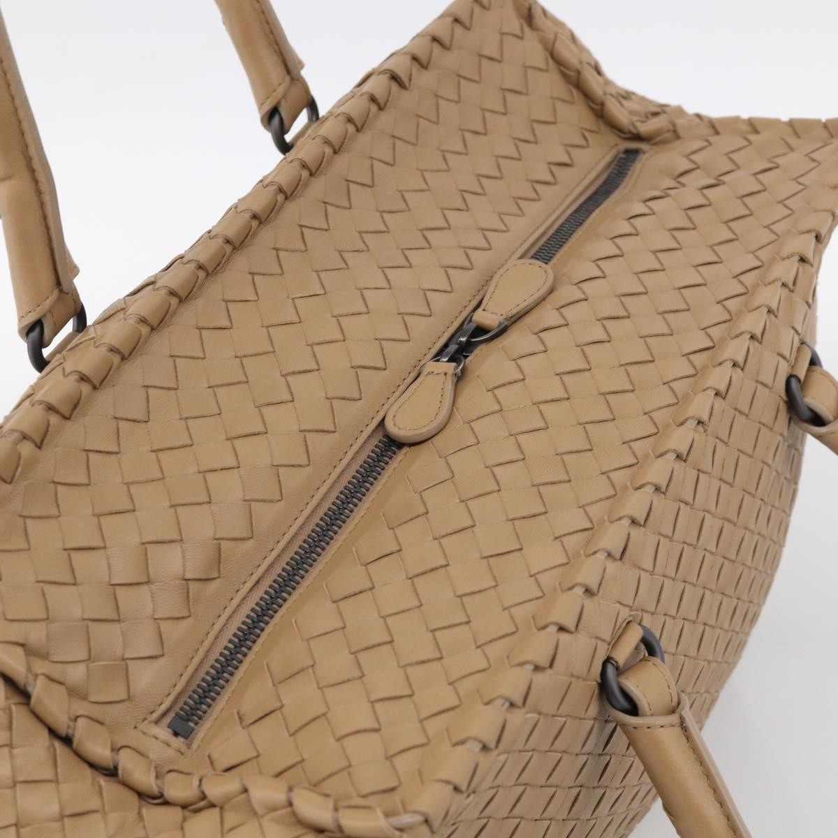Bottega Veneta Brick Intrecciato Nappa Brown Leather Handbag (Pre-Owned)