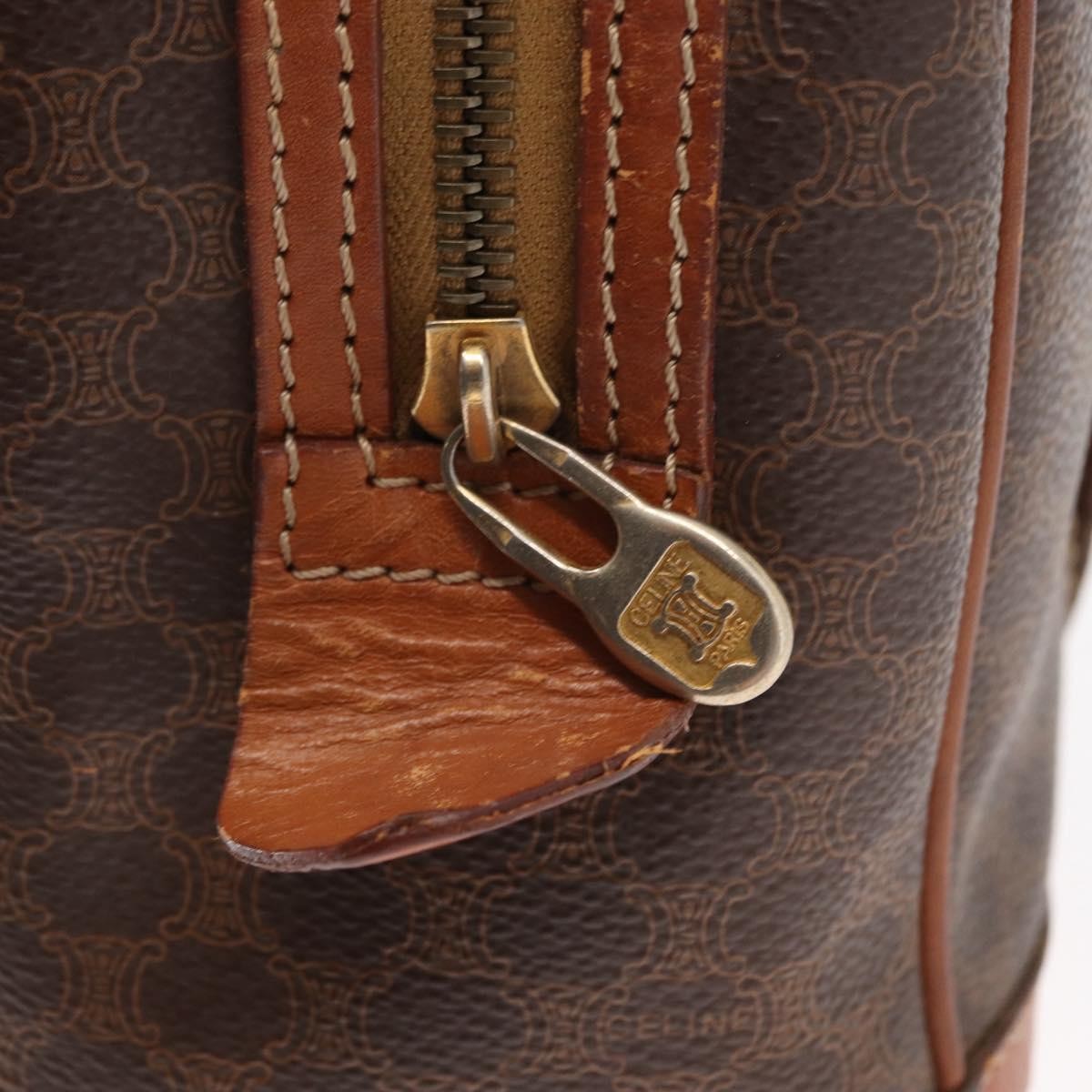 Celine Vintage Macadam Canvas And Leather Brown Canvas Handbag (Pre-Owned)