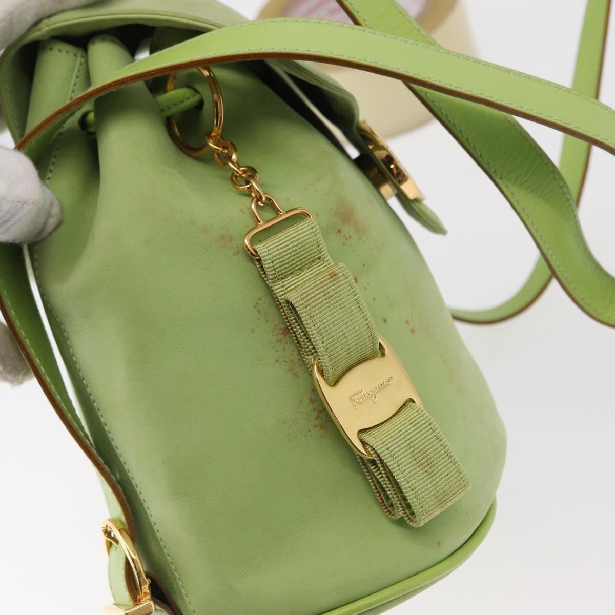 Salvatore Ferragamo Gancini Suede Green Suede Backpack Bag (Pre-Owned)