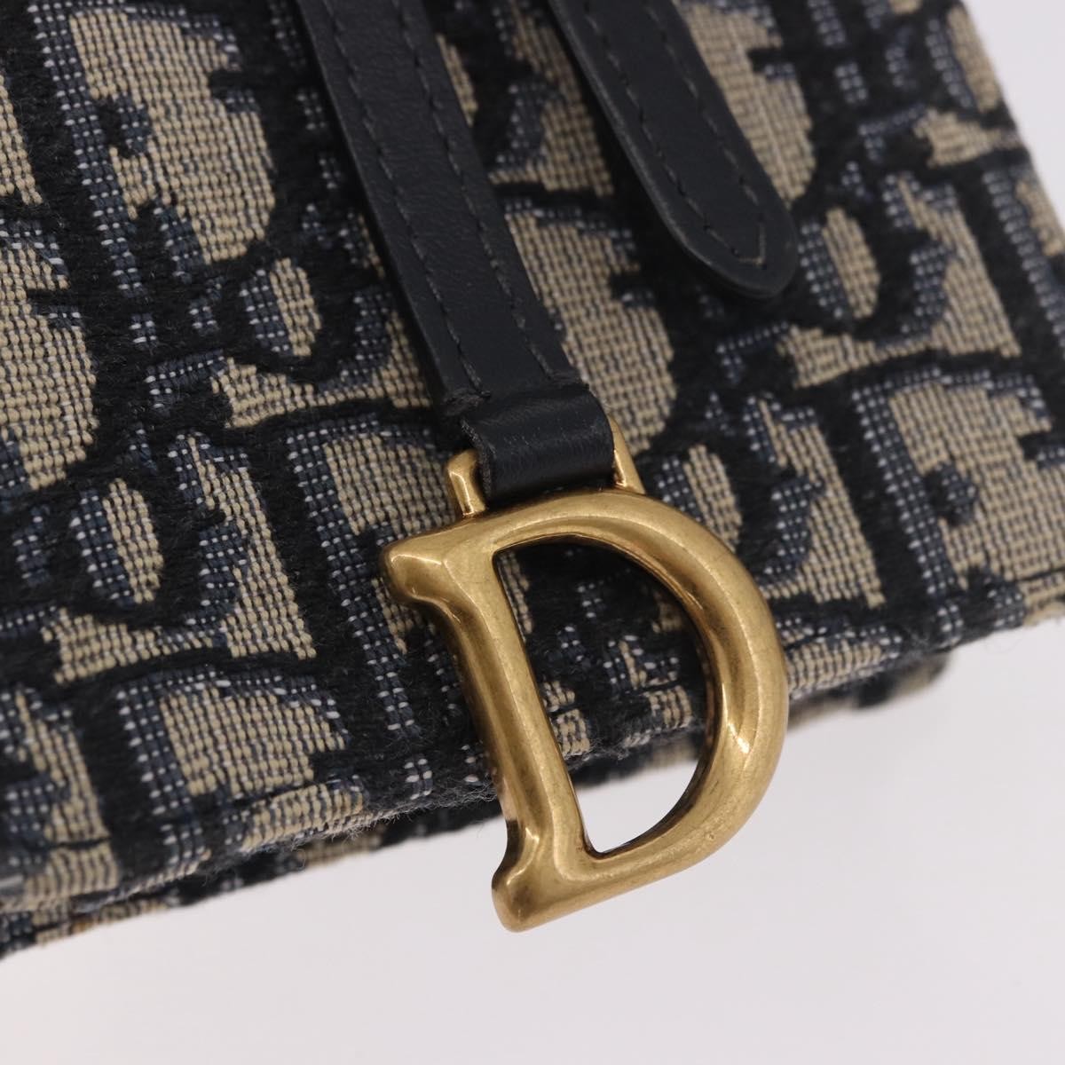 Christian Dior Vertical Saddle Chain Oblique Canvas Navy Canvas Clutche & Pouche Bag (Pre-Owned)