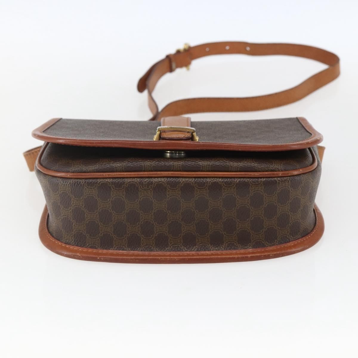 Celine Vintage Macadam Canvas And Leather Brown Canvas Shoulder Bag Bag (Pre-Owned)