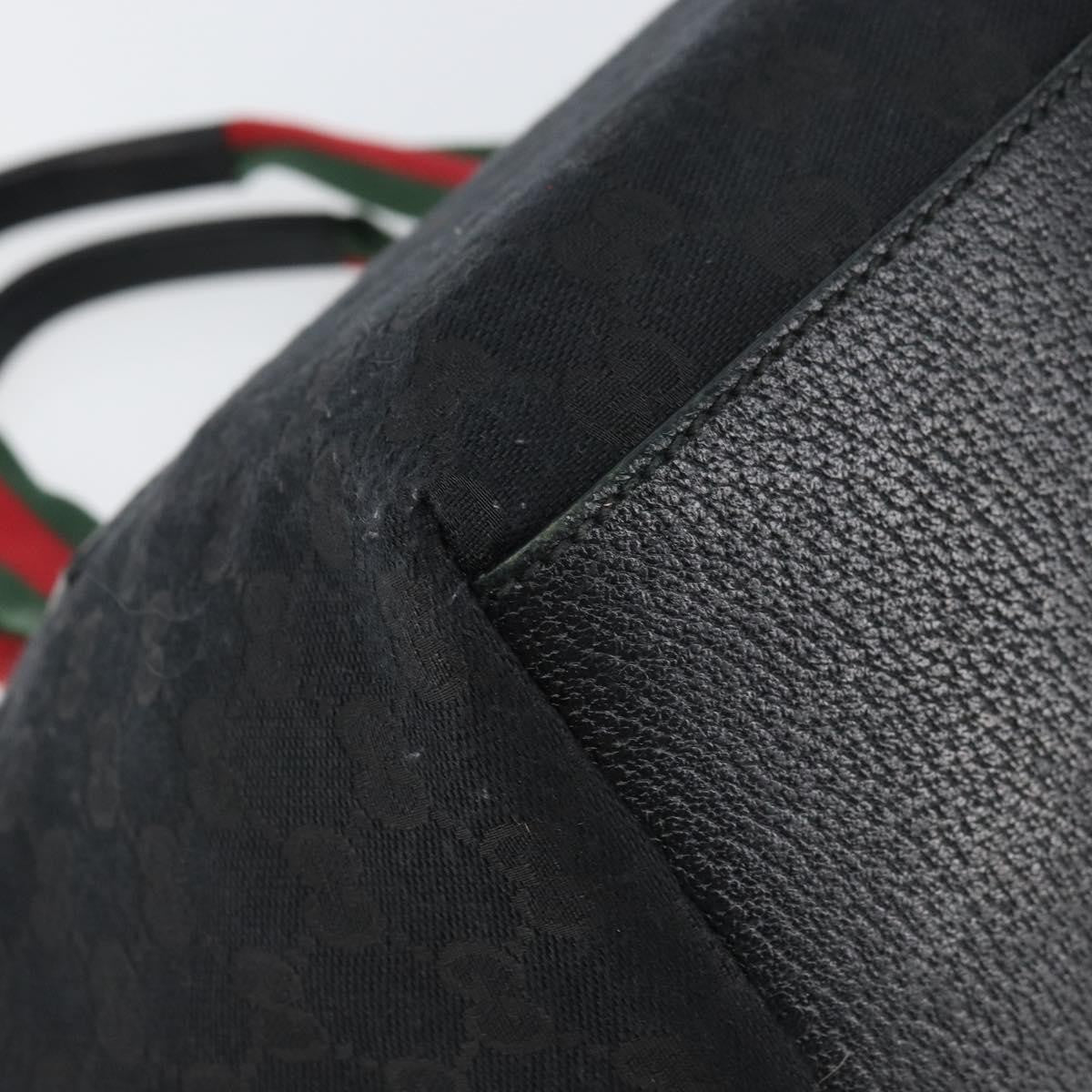 Gucci Web Zip Tote Gg Canvas And Leather Black Canvas Tote Bag Bag (Pre-Owned)