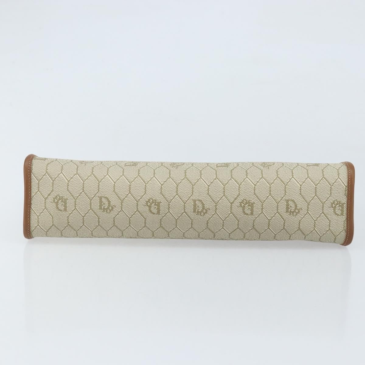 Christian Dior Vintage Honeycomb Zip Canvas And Leather Beige Canvas Clutche & Pouche Bag (Pre-Owned)