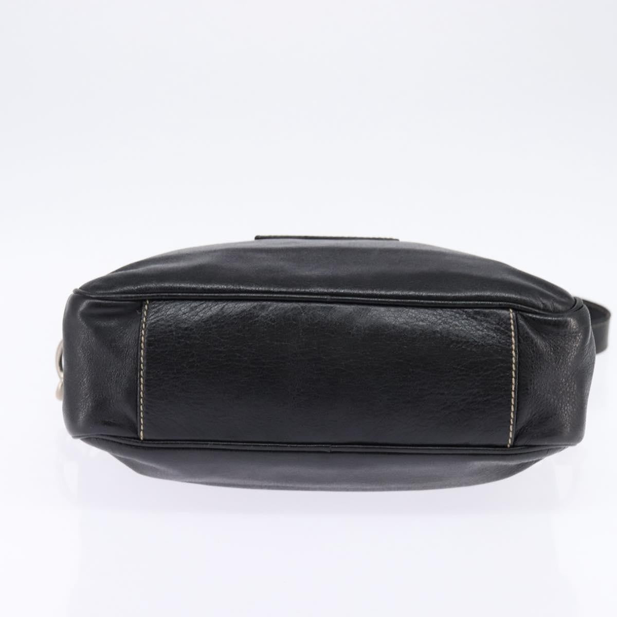 Gucci Front Zip Messenger Leather Black Leather Shoulder Bag Bag (Pre-Owned)