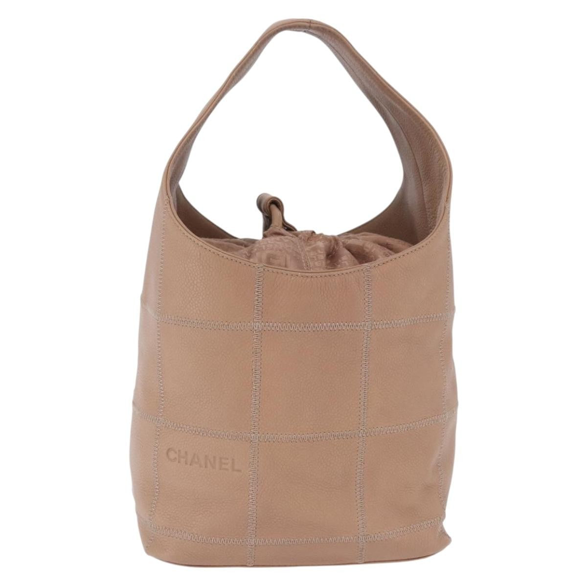 Chanel Square Stitch Tassel Hobo Quilted Leather Beige Leather Handbag (Pre-Owned)