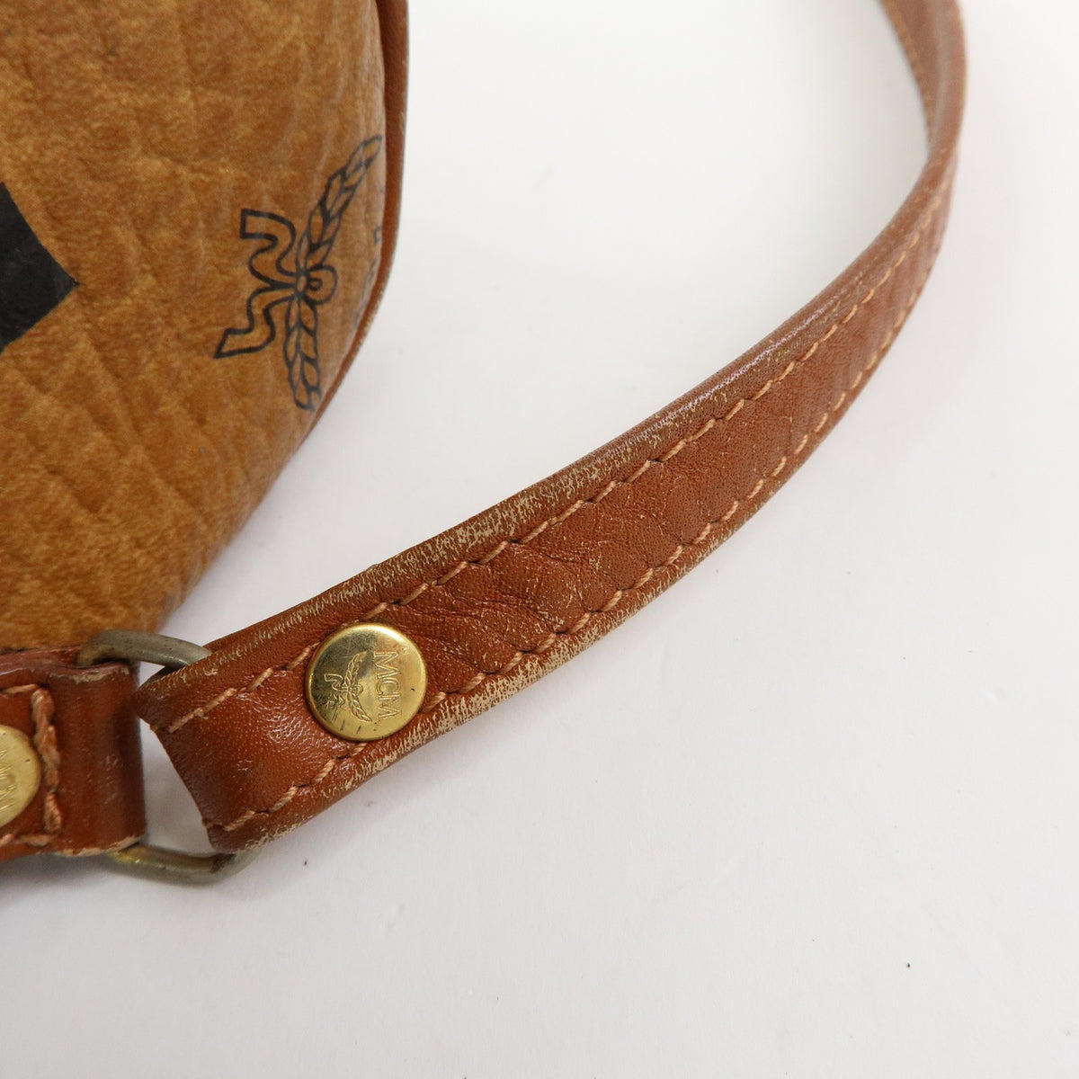 MCM Visetos Leather Brown Leather Shoulder Bag Bag (Pre-Owned)