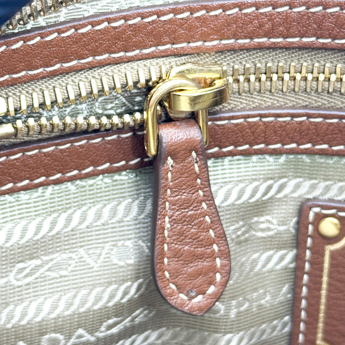 Prada Logo Canvas Beige Canvas Crossbody Bag Bag (Pre-Owned)