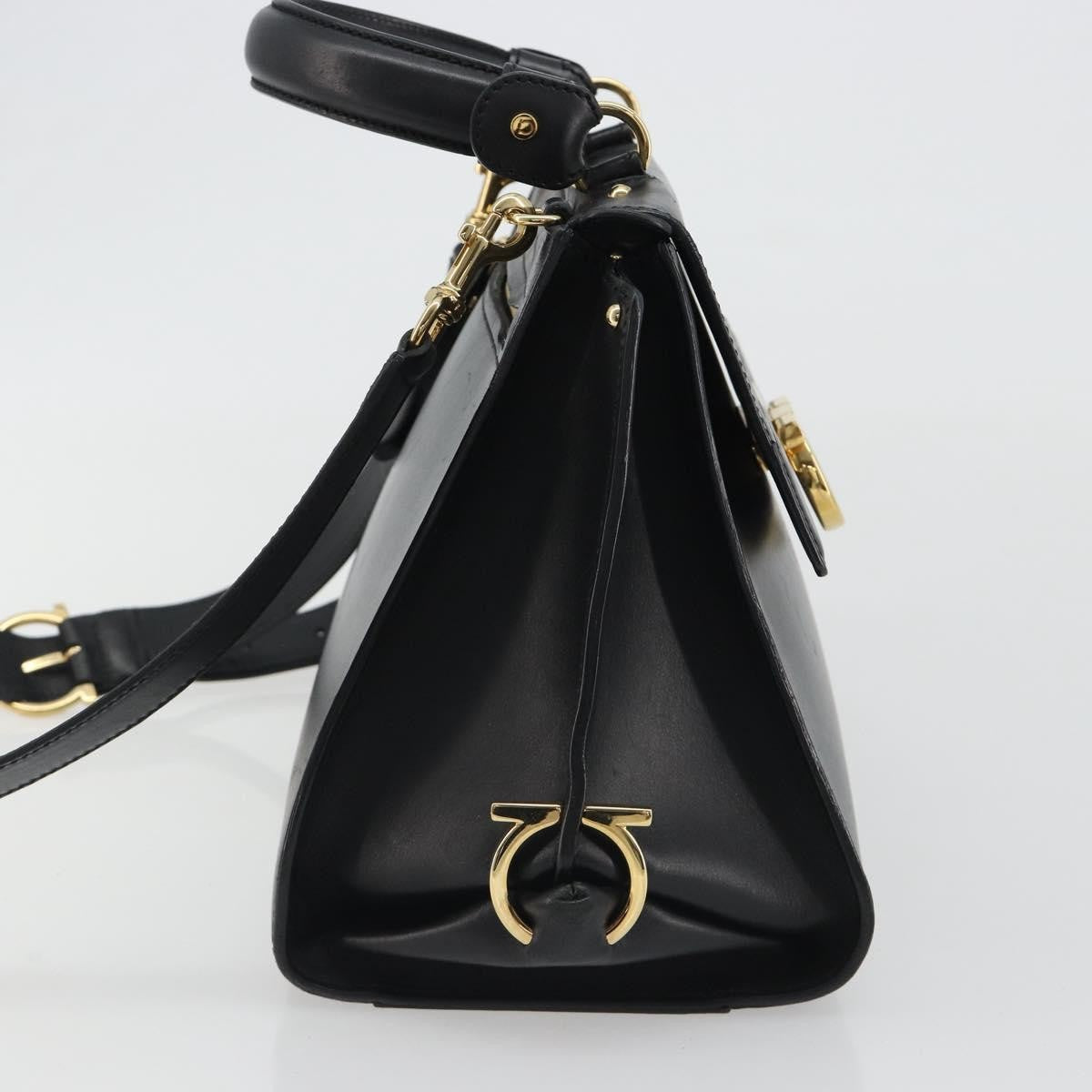 Salvatore Ferragamo Sofia Satchel Smooth Leather Black Leather Handbag (Pre-Owned)