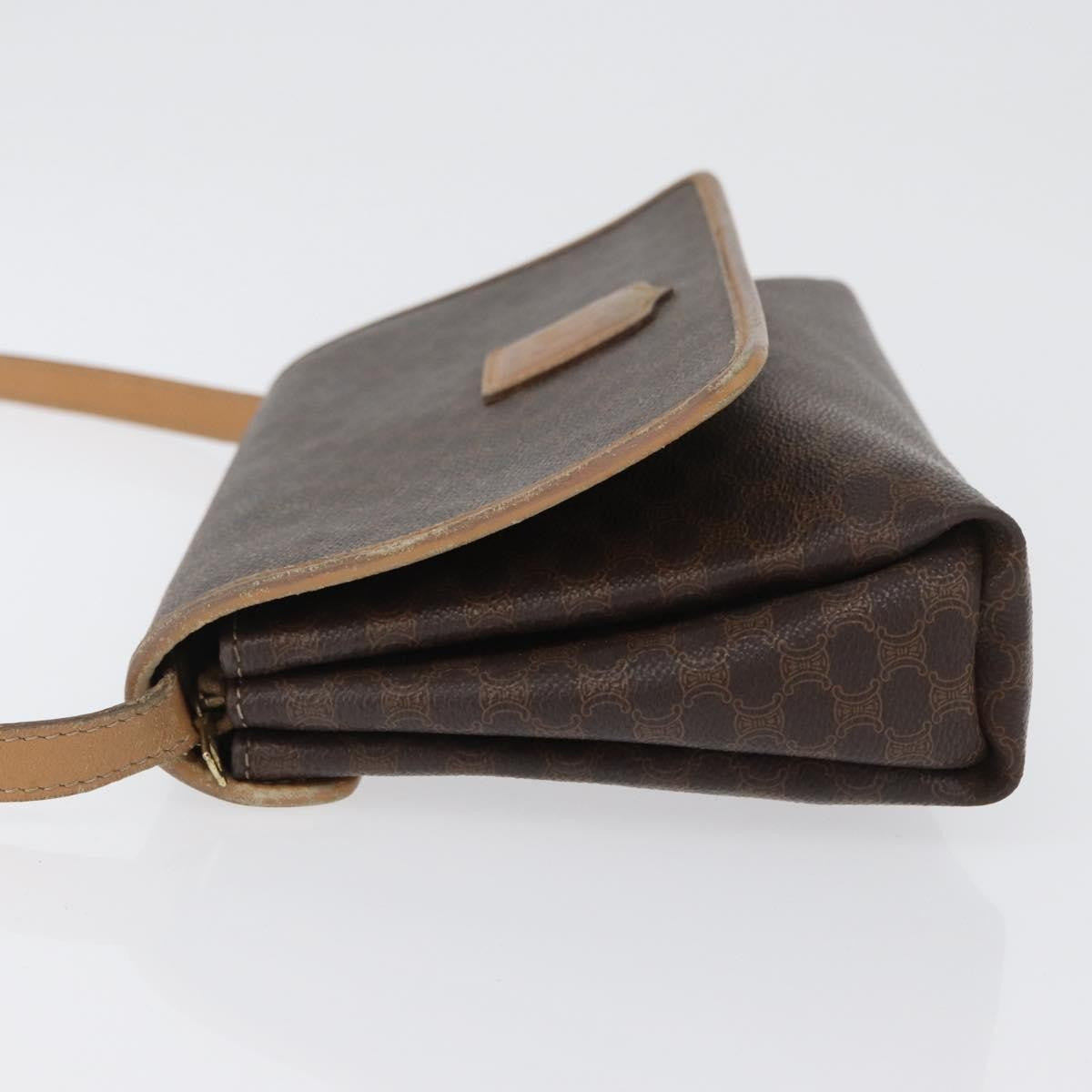 Celine Vintage Macadam Canvas And Leather Brown Canvas Shoulder Bag Bag (Pre-Owned)