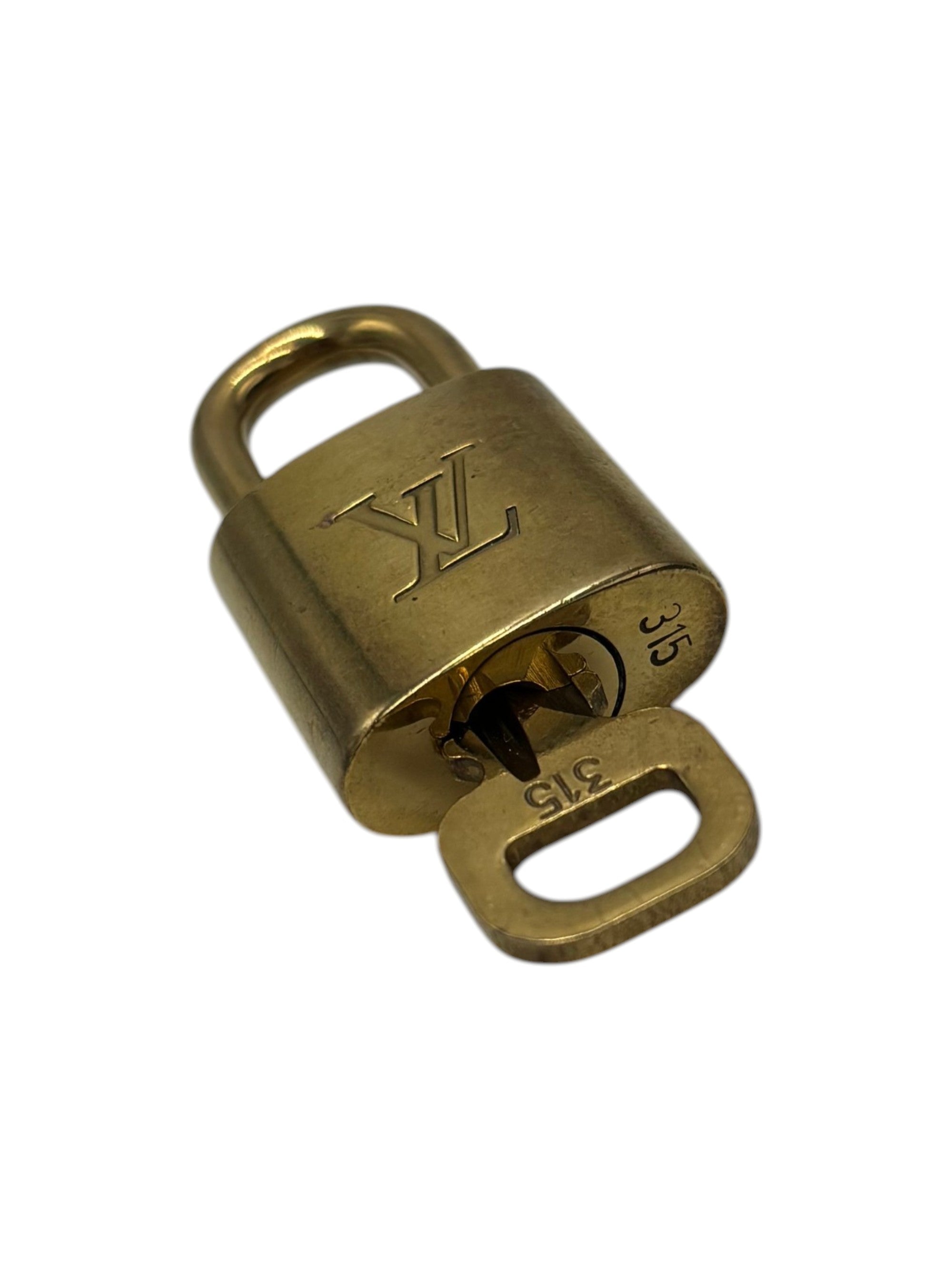 Louis Vuitton Padlock And Key Logo Cufflinks Metal Gold Metal Charms And Keychains Accessory (Pre-Owned)