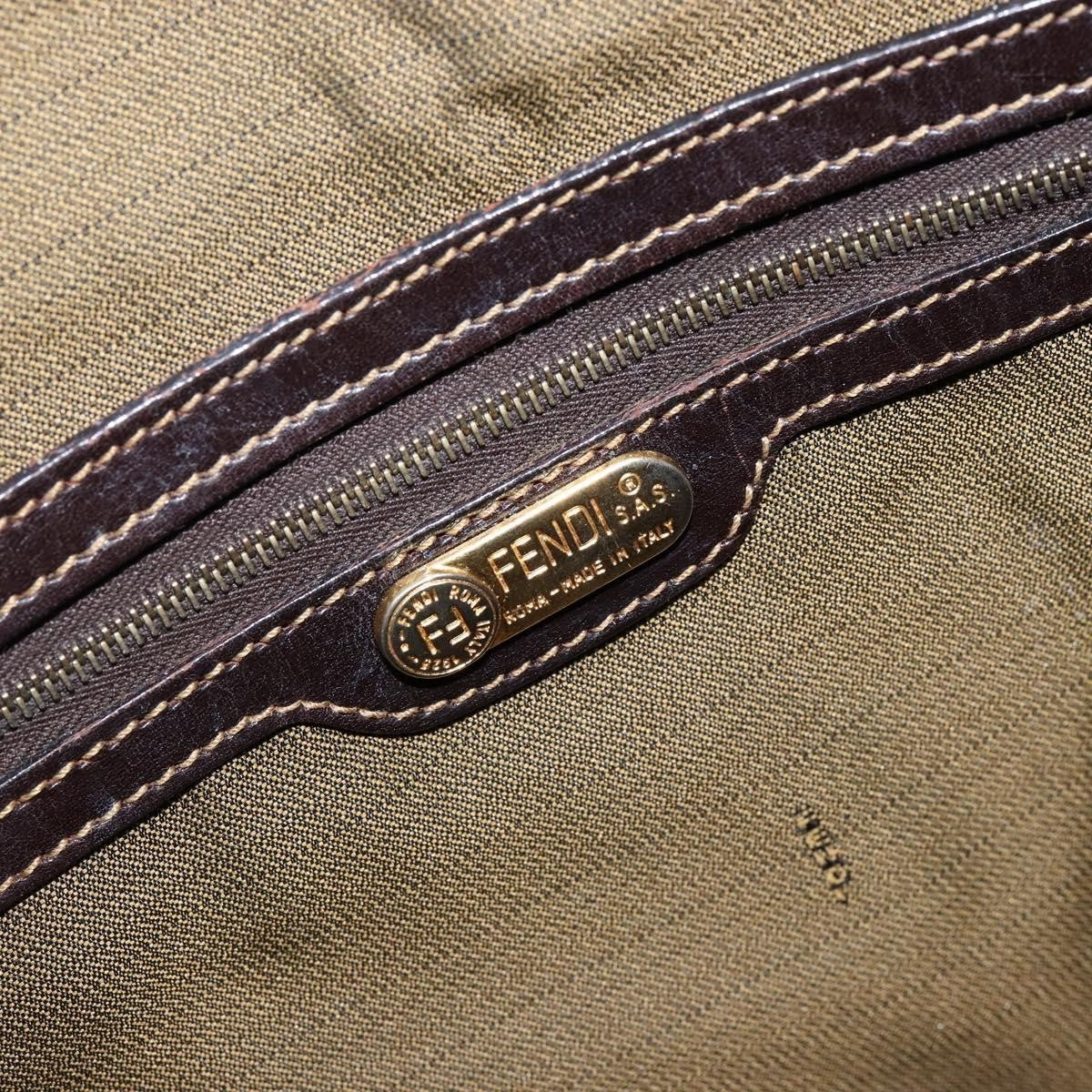 Fendi Vintage Zip Tote Zucca Canvas Brown Canvas Tote Bag Bag (Pre-Owned)