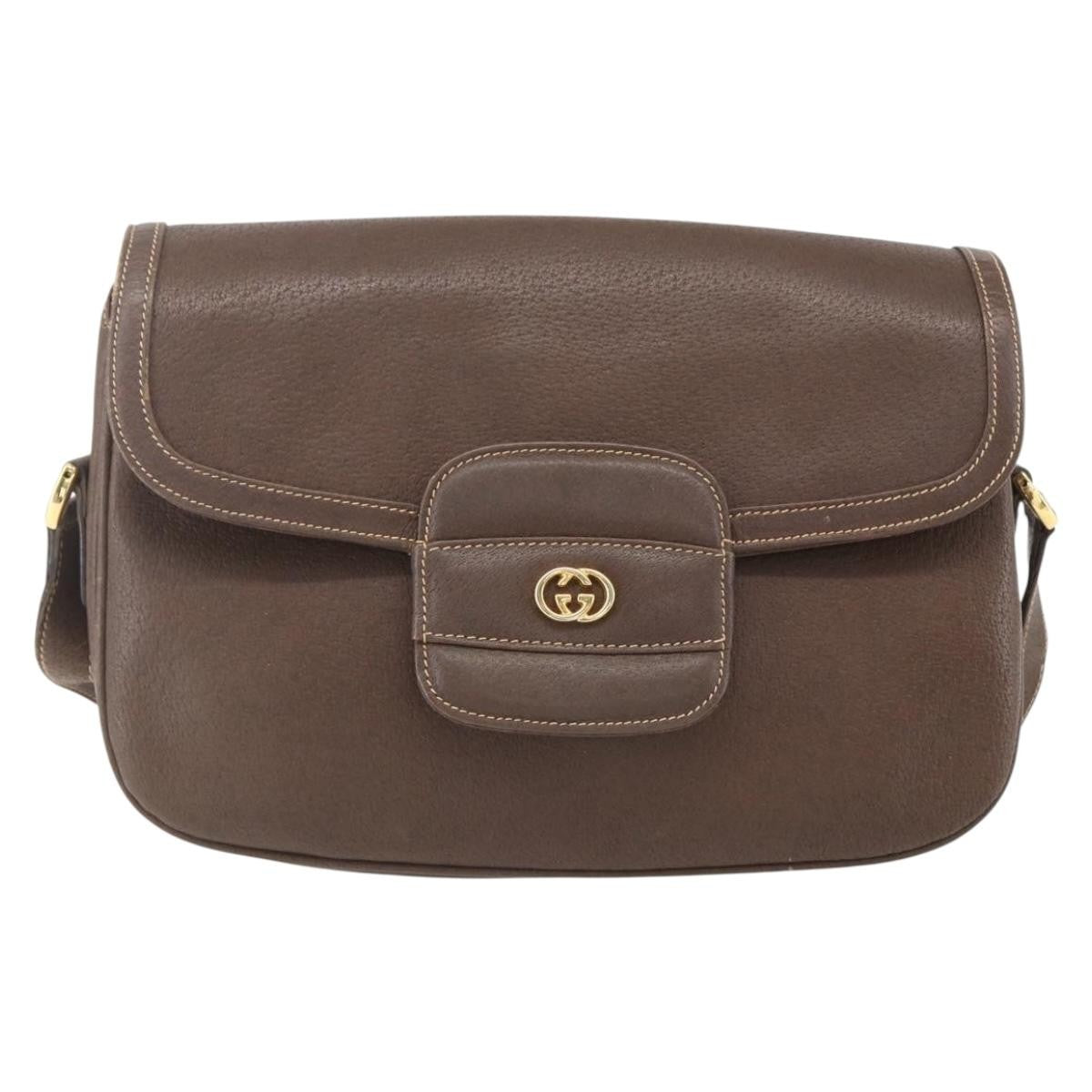 Gucci Vintage Leather Brown Leather Shoulder Bag Bag (Pre-Owned)