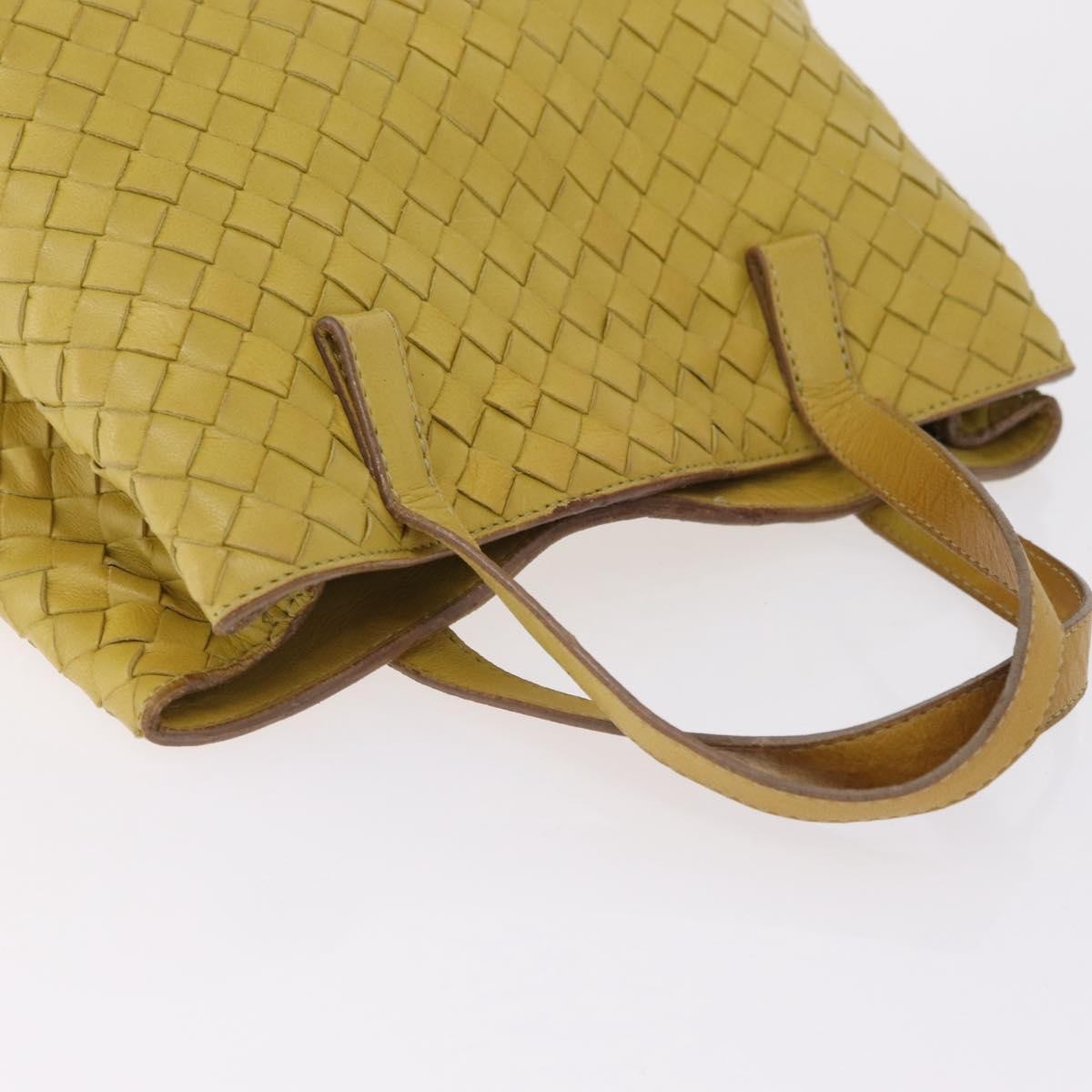 Bottega Veneta Belted Intrecciato Nappa Yellow Leather Tote Bag Bag (Pre-Owned)