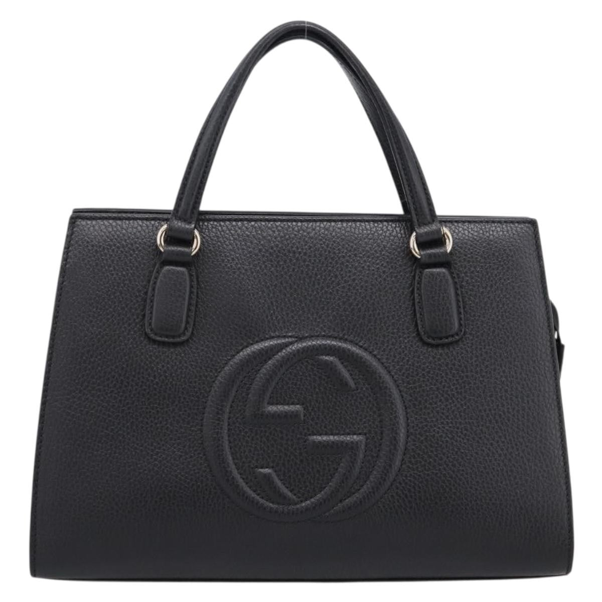 Gucci Soho Convertible Top Handle Satchel Leather Black Leather Handbag (Pre-Owned)