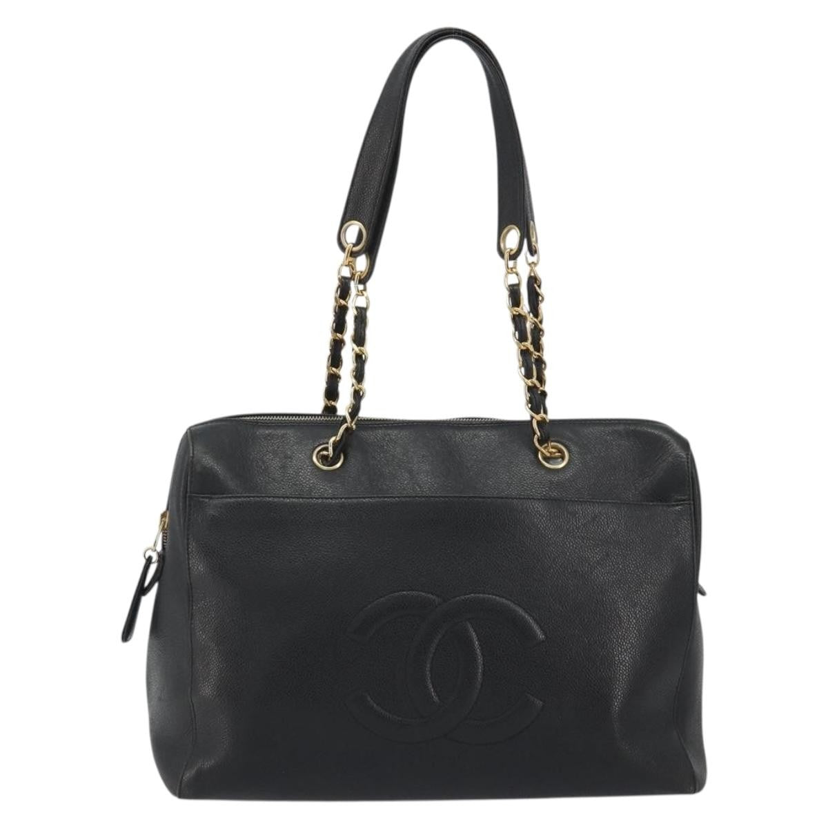Chanel Timeless Chain Tote Caviar Black Calfskin Shoulder Bag Bag (Pre-Owned)
